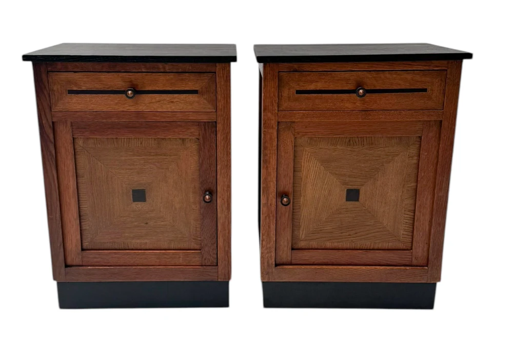 Two Art Deco Modernist Nightstands or Bedside Tables, 1920s
